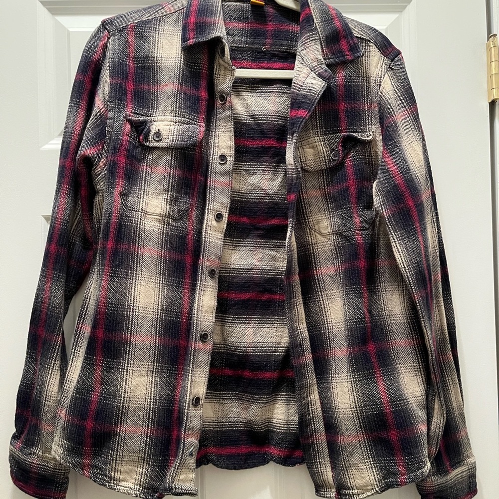 Plaid Women's Flannel Shirt - Black and Red